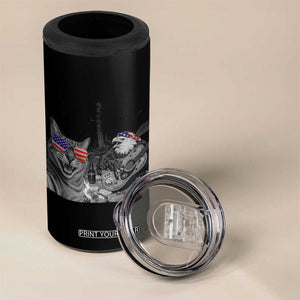 Funny Cat Selfie 4th of July 4 in 1 Can Cooler Tumbler Patriotic Eagle American Flag Gift TS14 Print Your Wear