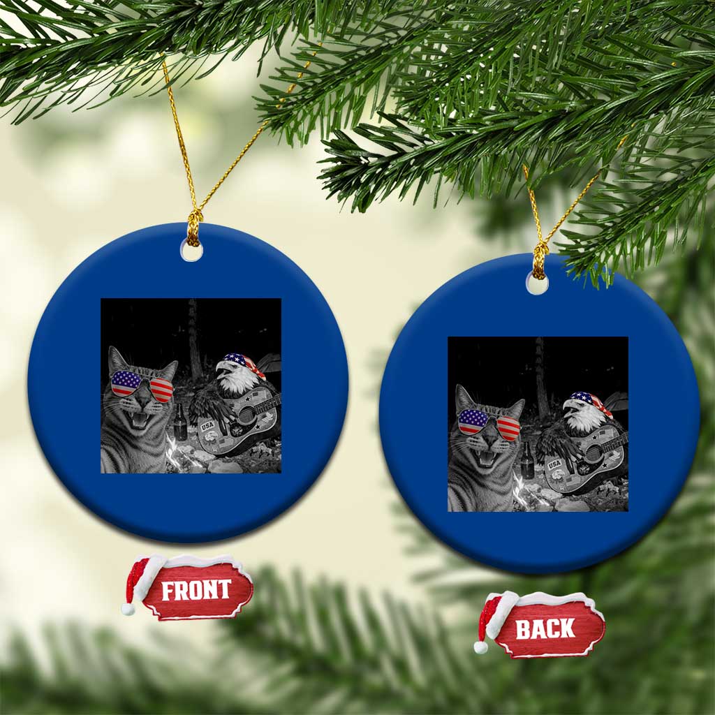 Funny Cat Selfie 4th of July Ceramic Ornament Patriotic Eagle American Flag Gift TS14 1pc Blue Print Your Wear