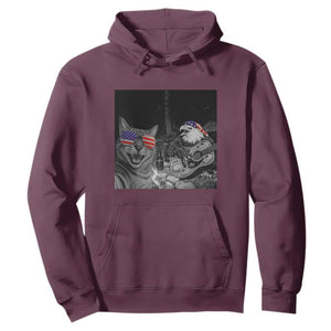 Funny Cat Selfie 4th of July Hoodie Patriotic Eagle American Flag Gift TS14 Maroon Print Your Wear
