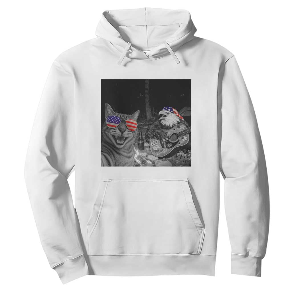 Funny Cat Selfie 4th of July Hoodie Patriotic Eagle American Flag Gift TS14 White Print Your Wear
