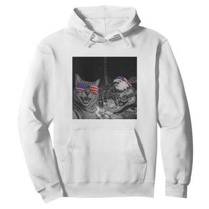 Funny Cat Selfie 4th of July Hoodie Patriotic Eagle American Flag Gift TS14 White Print Your Wear