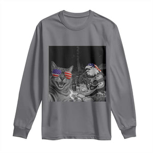 Funny Cat Selfie 4th of July Long Sleeve Shirt Patriotic Eagle American Flag Gift TS14 Charcoal Print Your Wear