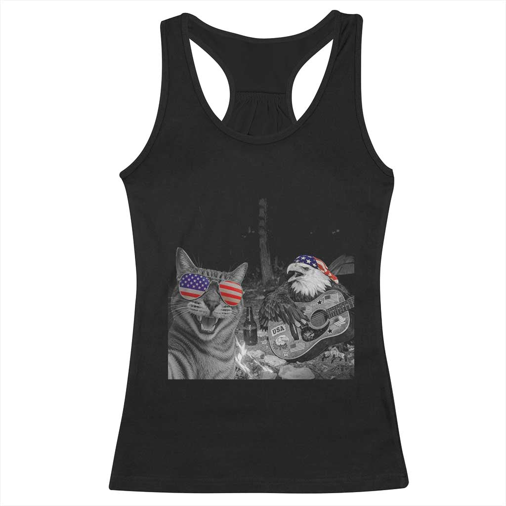 Funny Cat Selfie 4th of July Racerback Tank Top Patriotic Eagle American Flag Gift TS14 Black Print Your Wear