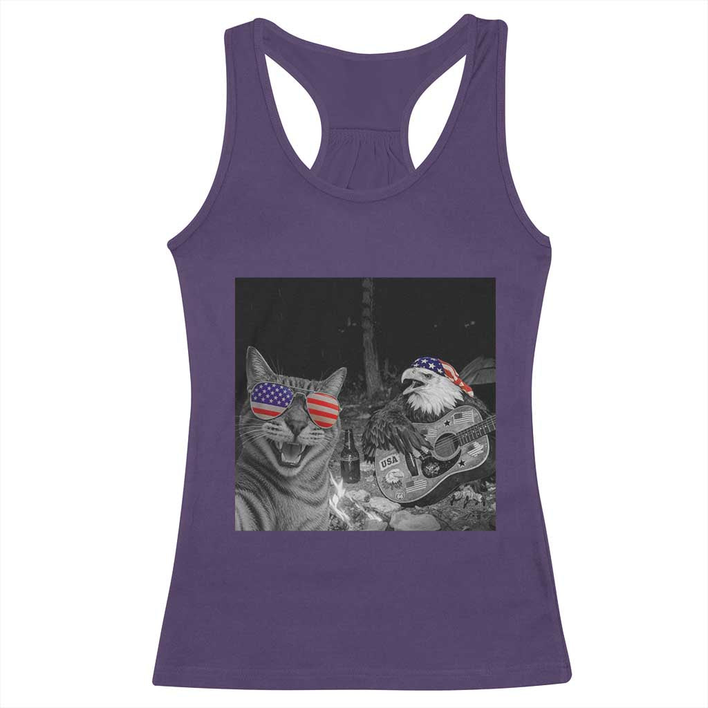 Funny Cat Selfie 4th of July Racerback Tank Top Patriotic Eagle American Flag Gift TS14 Purple Print Your Wear