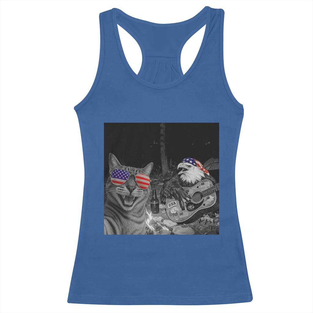 Funny Cat Selfie 4th of July Racerback Tank Top Patriotic Eagle American Flag Gift TS14 Royal Blue Print Your Wear