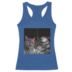 Funny Cat Selfie 4th of July Racerback Tank Top Patriotic Eagle American Flag Gift TS14 Royal Blue Print Your Wear