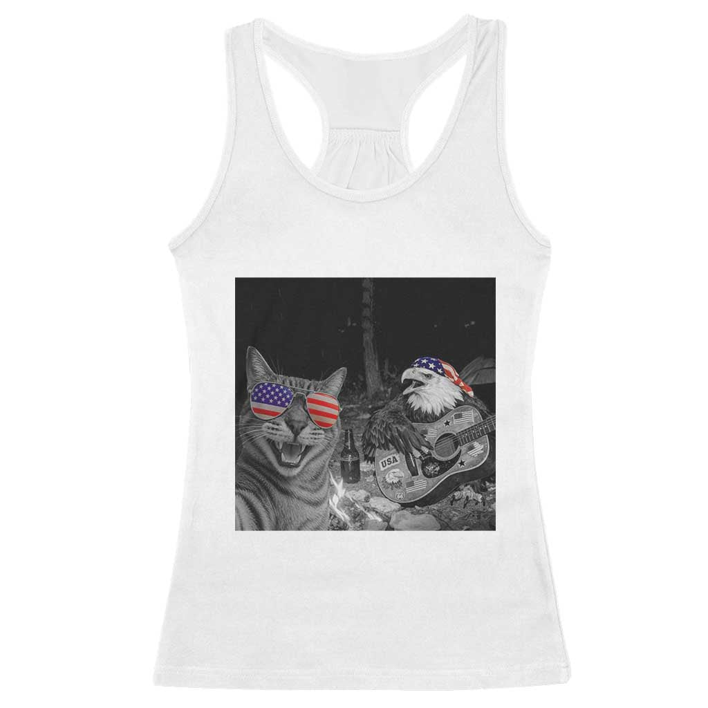 Funny Cat Selfie 4th of July Racerback Tank Top Patriotic Eagle American Flag Gift TS14 White Print Your Wear