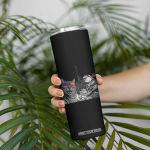 Funny Cat Selfie 4th of July Skinny Tumbler Patriotic Eagle American Flag Gift TS14 Print Your Wear