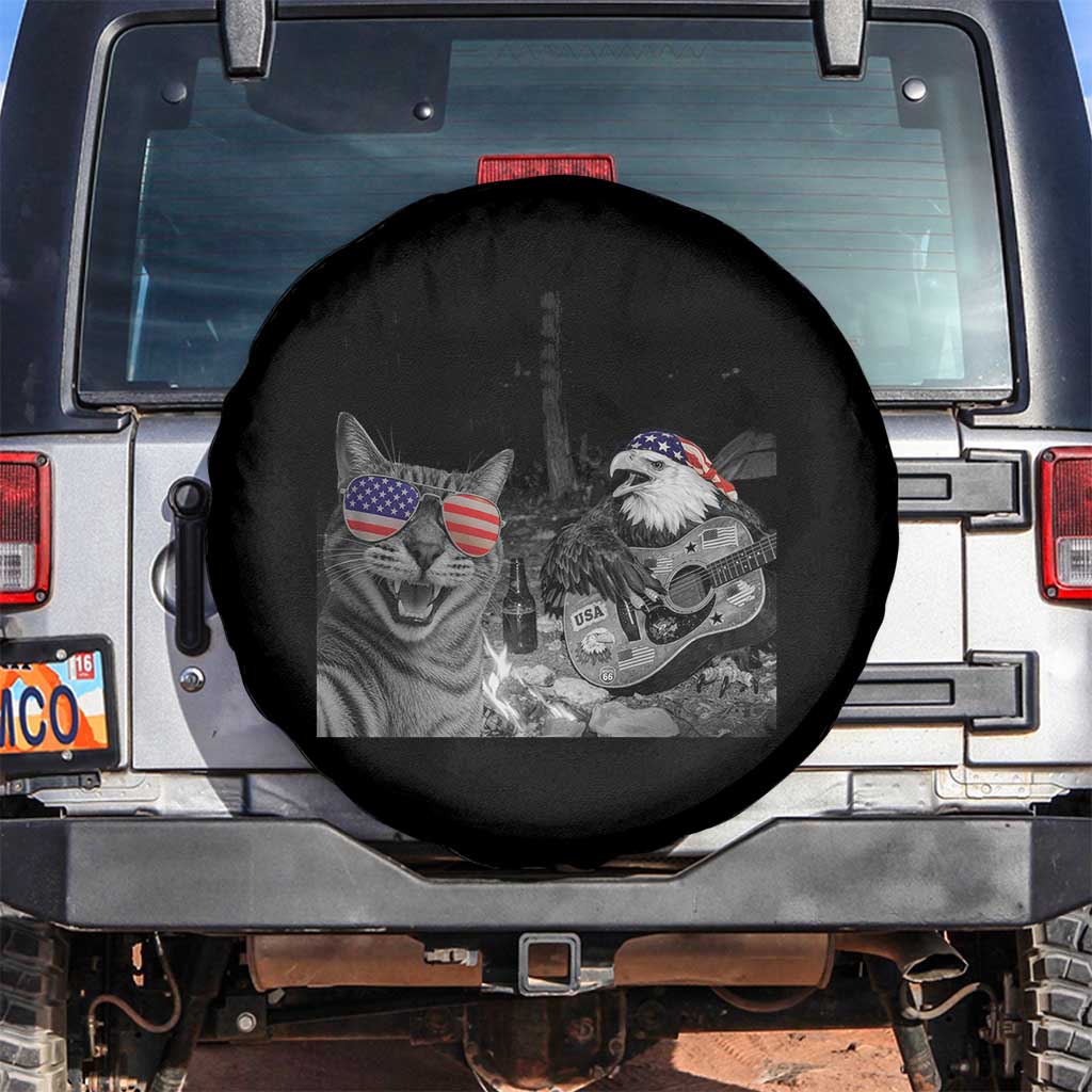 Funny Cat Selfie 4th of July Spare Tire Cover Patriotic Eagle American Flag Gift TS14 No hole Black Print Your Wear