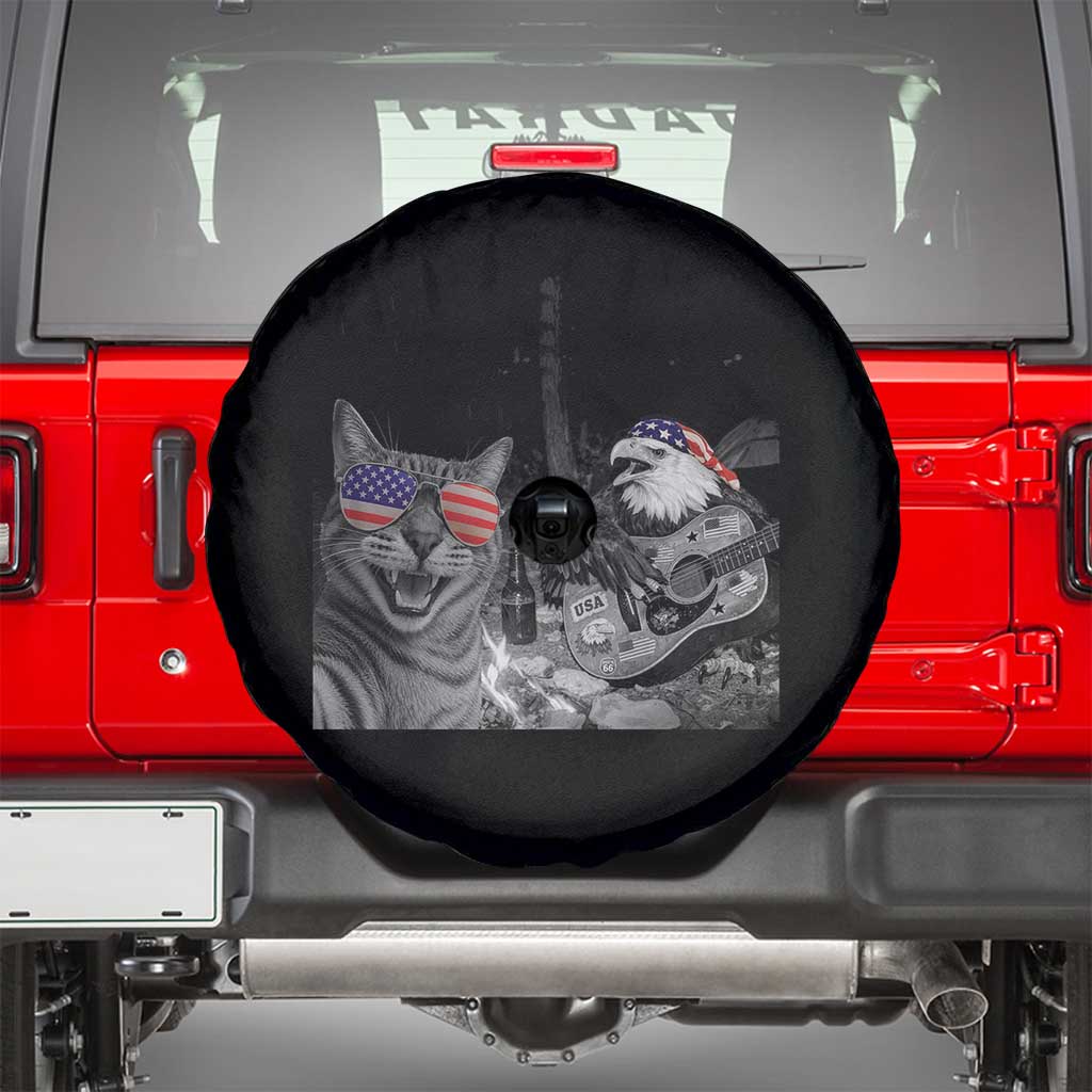 Funny Cat Selfie 4th of July Spare Tire Cover Patriotic Eagle American Flag Gift TS14 Black Print Your Wear