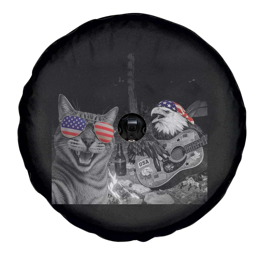 Funny Cat Selfie 4th of July Spare Tire Cover Patriotic Eagle American Flag Gift TS14 Print Your Wear