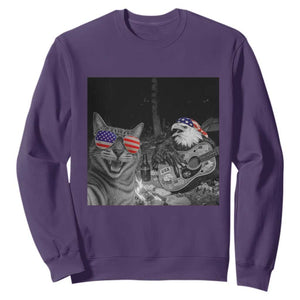 Funny Cat Selfie 4th of July Sweatshirt Patriotic Eagle American Flag Gift TS14 Purple Print Your Wear