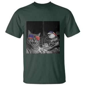 Funny Cat Selfie 4th of July T Shirt Patriotic Eagle American Flag Gift TS14 Dark Forest Green Print Your Wear