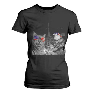 Funny Cat Selfie 4th of July T Shirt For Women Patriotic Eagle American Flag Gift TS14 Black Print Your Wear