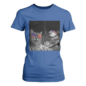 Funny Cat Selfie 4th of July T Shirt For Women Patriotic Eagle American Flag Gift TS14 Royal Blue Print Your Wear