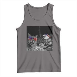 Funny Cat Selfie 4th of July Tank Top Patriotic Eagle American Flag Gift TS14 Deep Heather Print Your Wear