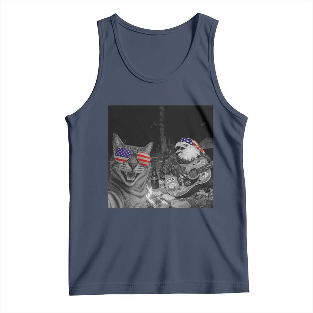 Funny Cat Selfie 4th of July Tank Top Patriotic Eagle American Flag Gift TS14 Navy Print Your Wear