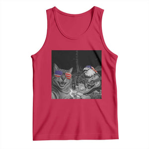 Funny Cat Selfie 4th of July Tank Top Patriotic Eagle American Flag Gift TS14 Red Print Your Wear