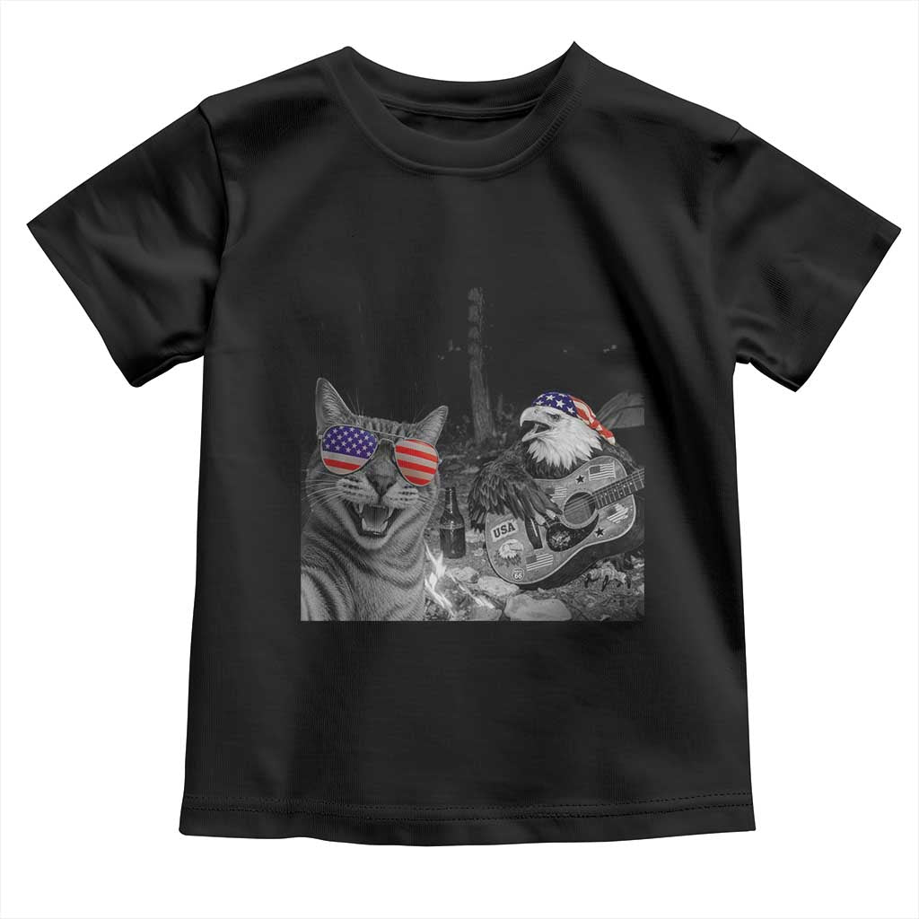 Funny Cat Selfie 4th of July Toddler T Shirt Patriotic Eagle American Flag Gift TS14 Black Print Your Wear