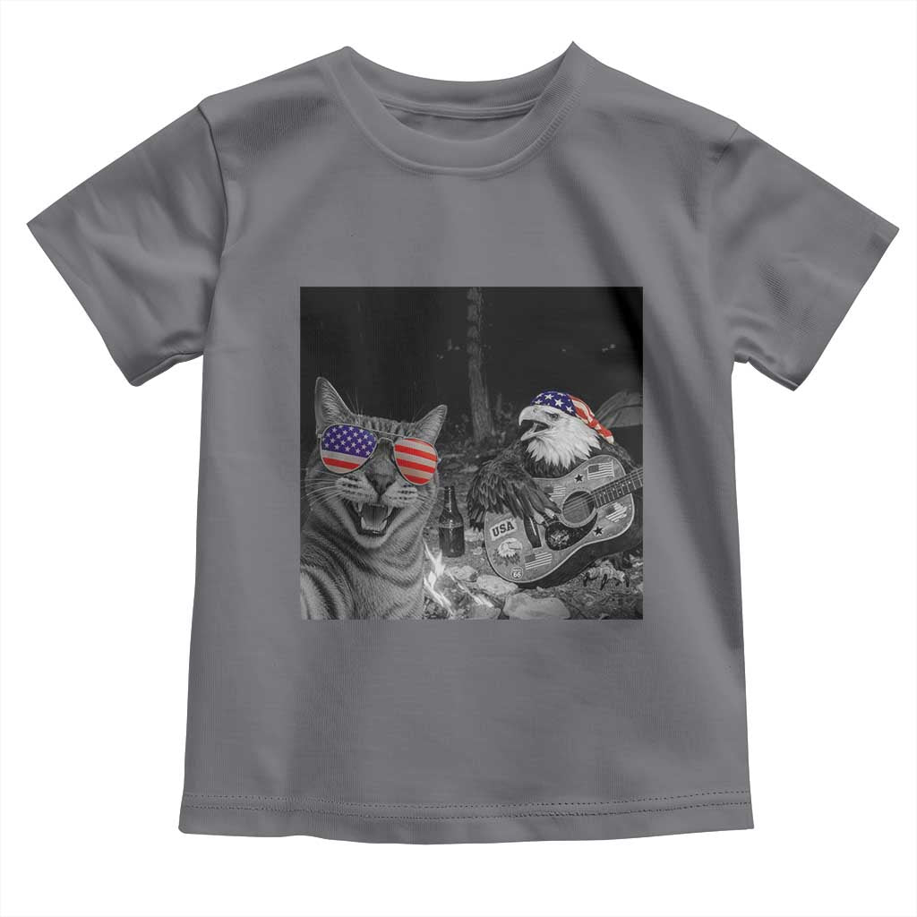 Funny Cat Selfie 4th of July Toddler T Shirt Patriotic Eagle American Flag Gift TS14 Charcoal Print Your Wear