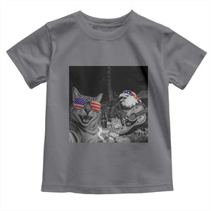 Funny Cat Selfie 4th of July Toddler T Shirt Patriotic Eagle American Flag Gift TS14 Charcoal Print Your Wear