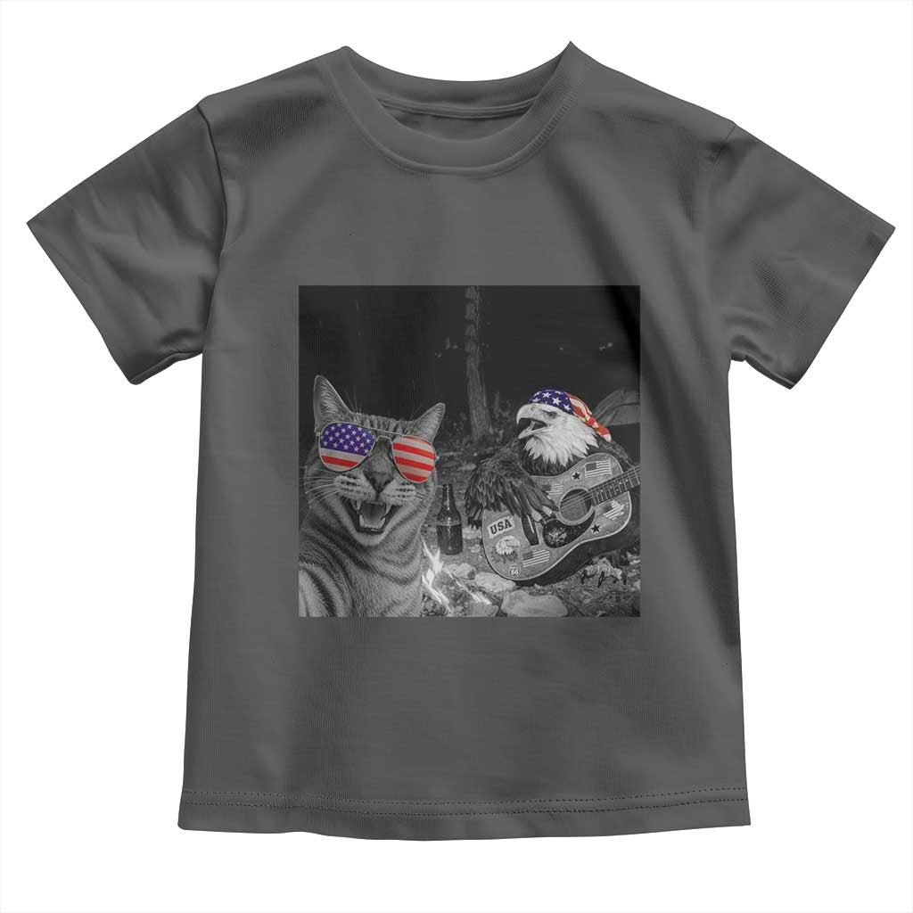Funny Cat Selfie 4th of July Toddler T Shirt Patriotic Eagle American Flag Gift TS14 Dark Heather Print Your Wear
