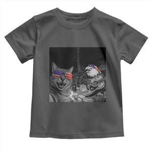 Funny Cat Selfie 4th of July Toddler T Shirt Patriotic Eagle American Flag Gift TS14 Dark Heather Print Your Wear