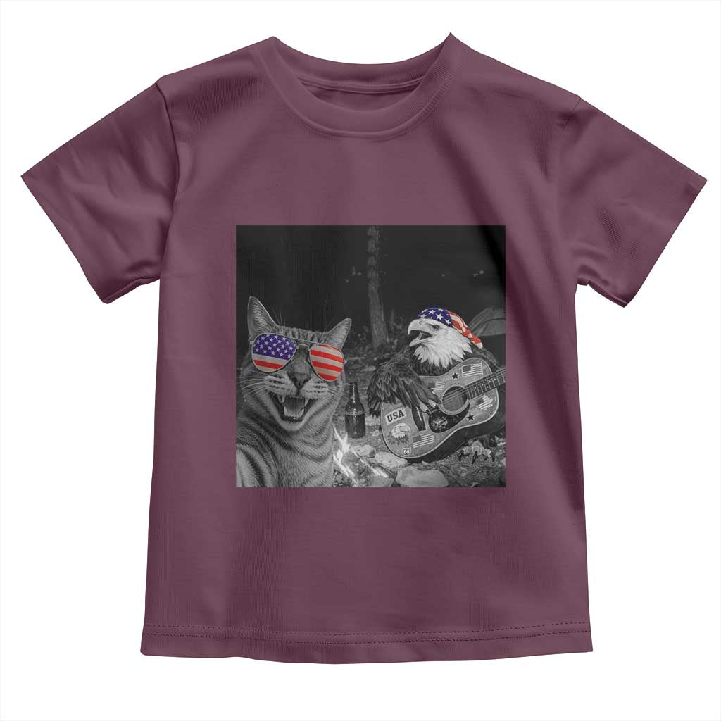 Funny Cat Selfie 4th of July Toddler T Shirt Patriotic Eagle American Flag Gift TS14 Maroon Print Your Wear