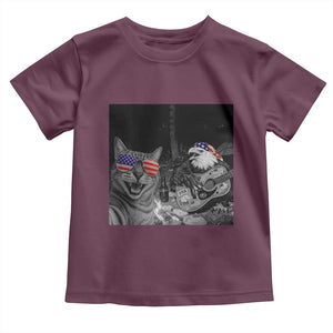 Funny Cat Selfie 4th of July Toddler T Shirt Patriotic Eagle American Flag Gift TS14 Maroon Print Your Wear