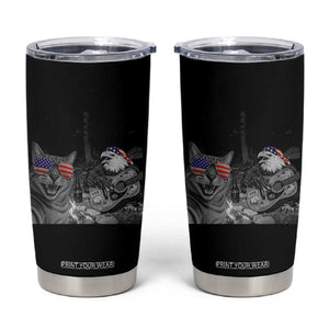 Funny Cat Selfie 4th of July Tumbler Cup Patriotic Eagle American Flag Gift TS14 Black Print Your Wear