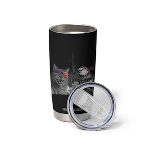 Funny Cat Selfie 4th of July Tumbler Cup Patriotic Eagle American Flag Gift TS14 Print Your Wear