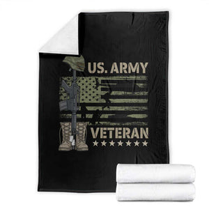 US Arrny Veteran Throw Blanket Proud Soldier USA Flag Camouflage Military TS14 Black Print Your Wear
