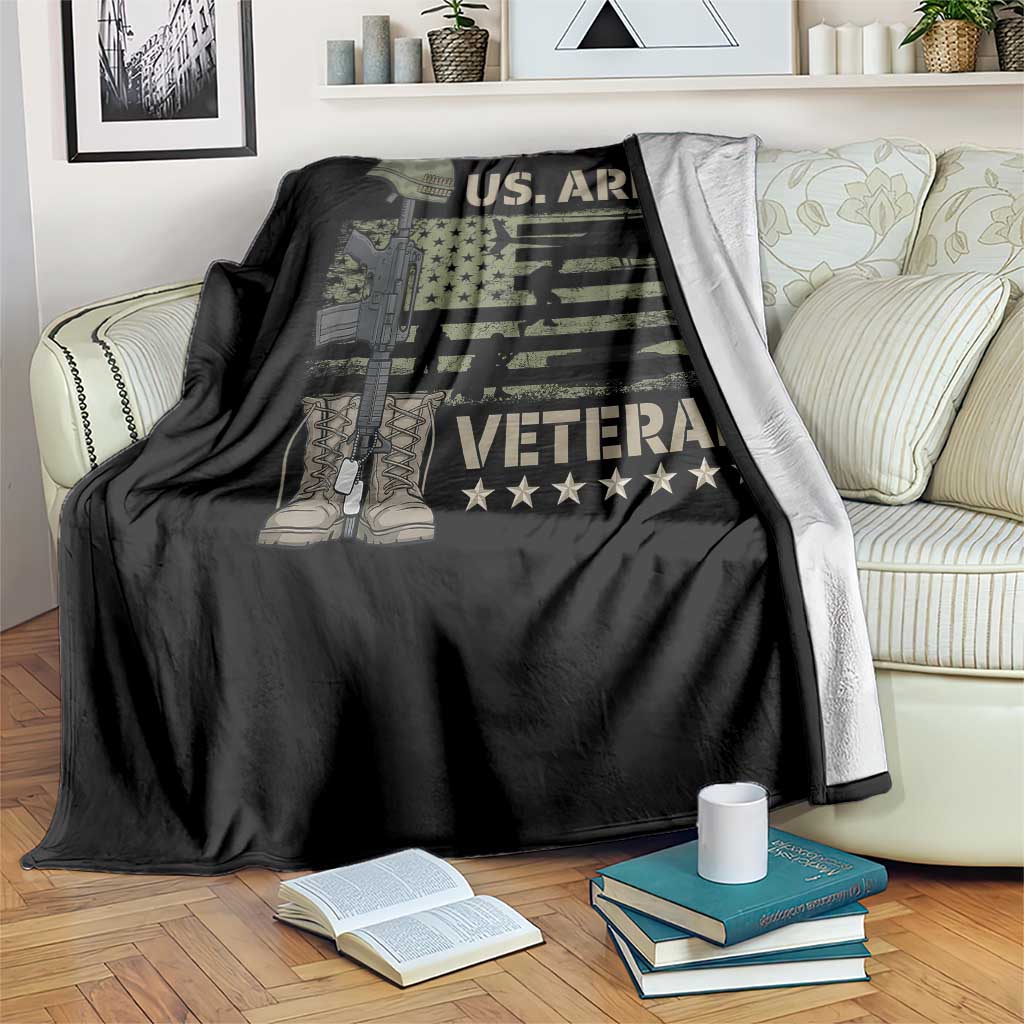 US Arrny Veteran Throw Blanket Proud Soldier USA Flag Camouflage Military TS14 Print Your Wear