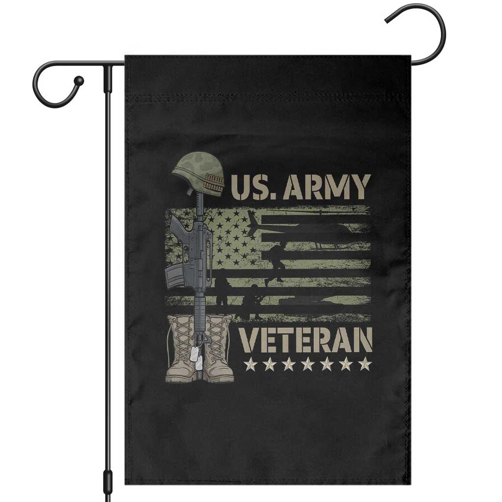 US Arrny Veteran Garden Flag Proud Soldier USA Flag Camouflage Military TS14 Black Print Your Wear