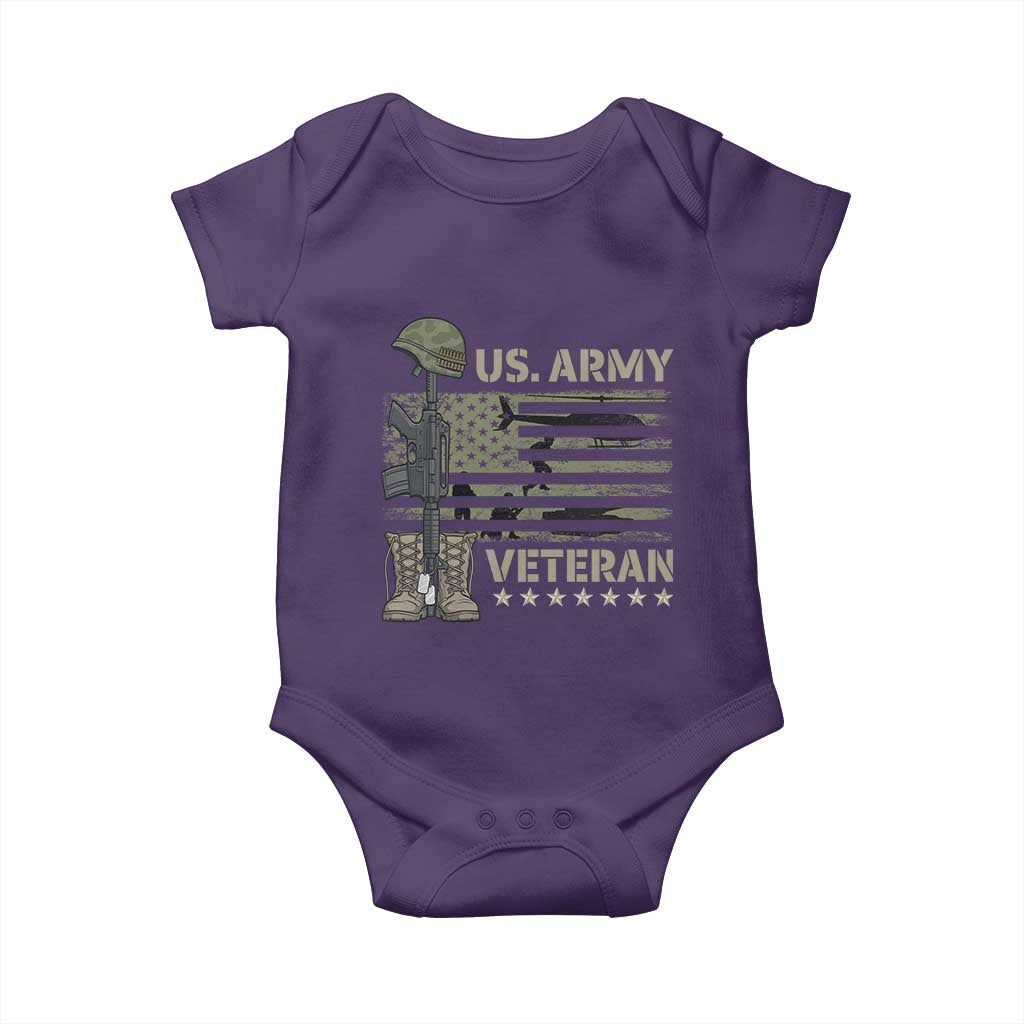 US Arrny Veteran Baby Onesie Proud Soldier USA Flag Camouflage Military TS14 Purple Print Your Wear