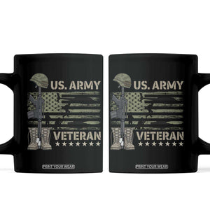 US Arrny Veteran Coffee Mug Proud Soldier USA Flag Camouflage Military TS14 Black Print Your Wear