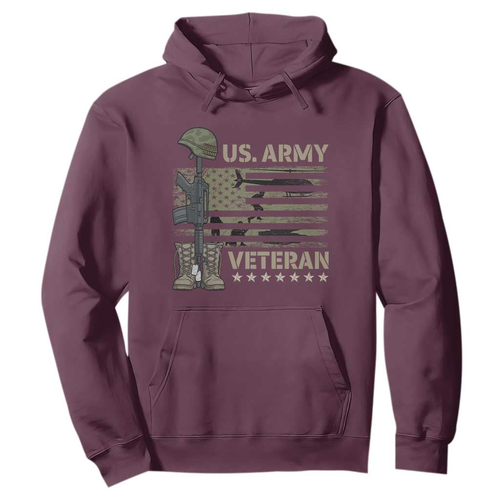 US Arrny Veteran Hoodie Proud Soldier USA Flag Camouflage Military TS14 Maroon Print Your Wear