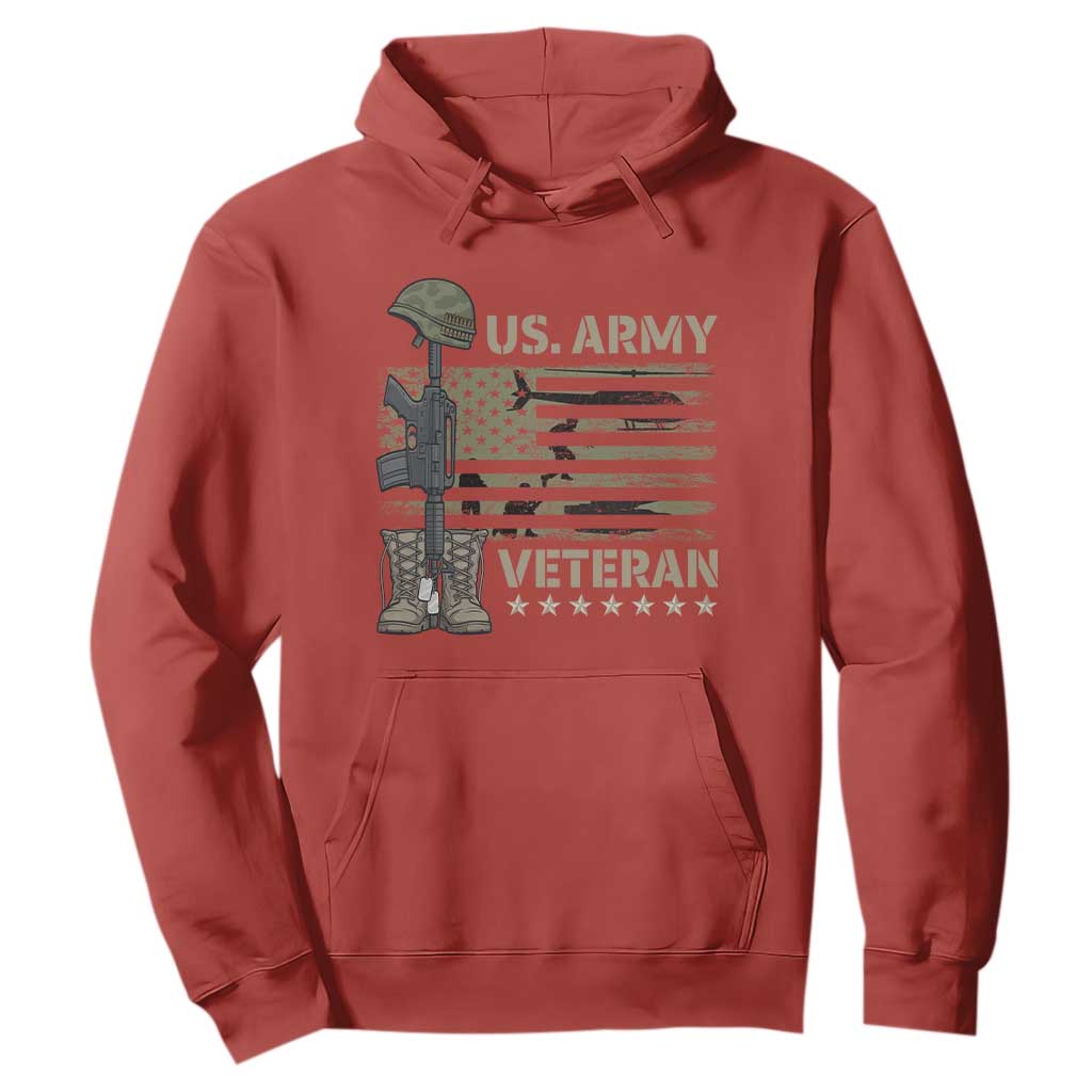 US Arrny Veteran Hoodie Proud Soldier USA Flag Camouflage Military TS14 Red Print Your Wear