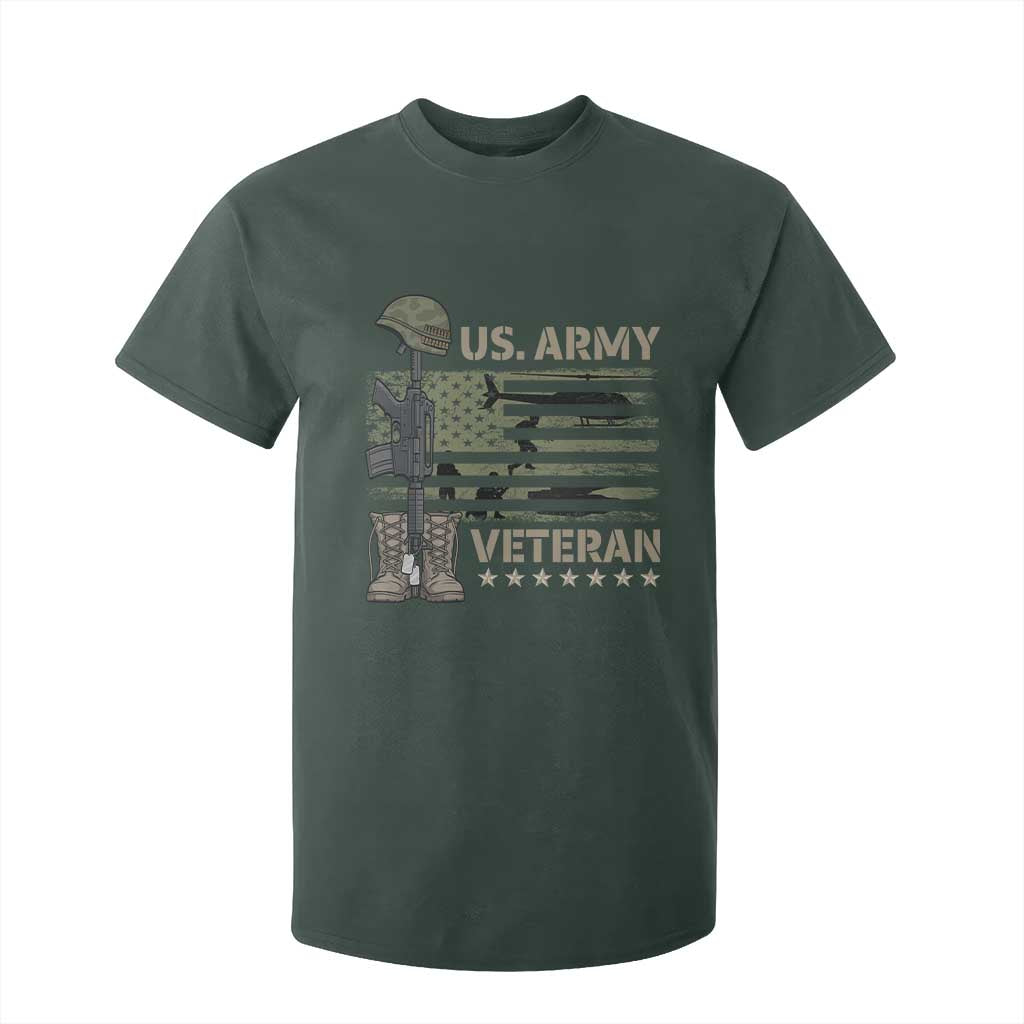 US Arrny Veteran T Shirt For Kid Proud Soldier USA Flag Camouflage Military TS14 Dark Forest Green Print Your Wear