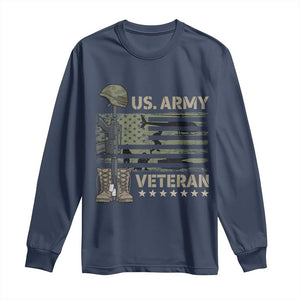 US Arrny Veteran Long Sleeve Shirt Proud Soldier USA Flag Camouflage Military TS14 Navy Print Your Wear