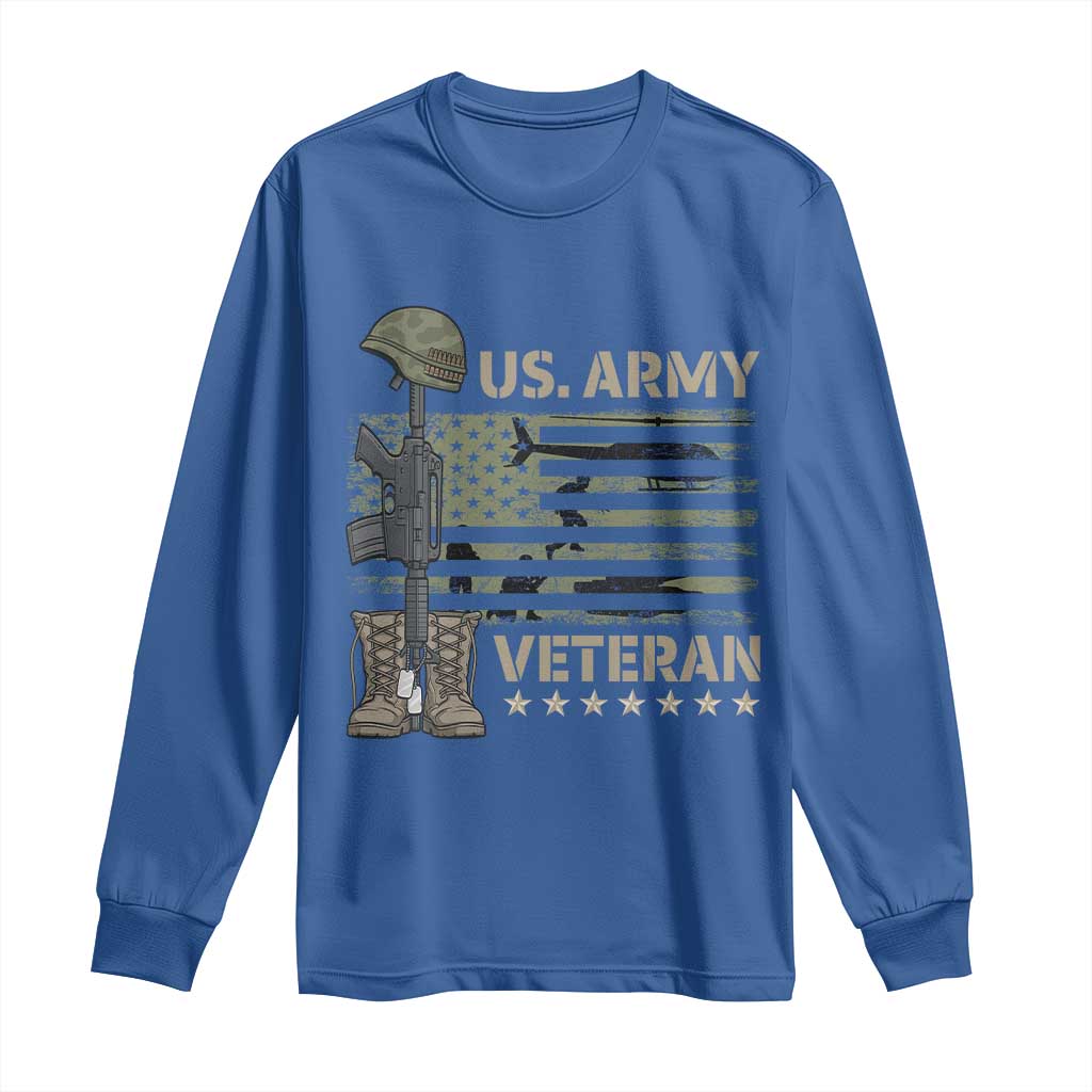 US Arrny Veteran Long Sleeve Shirt Proud Soldier USA Flag Camouflage Military TS14 Royal Blue Print Your Wear