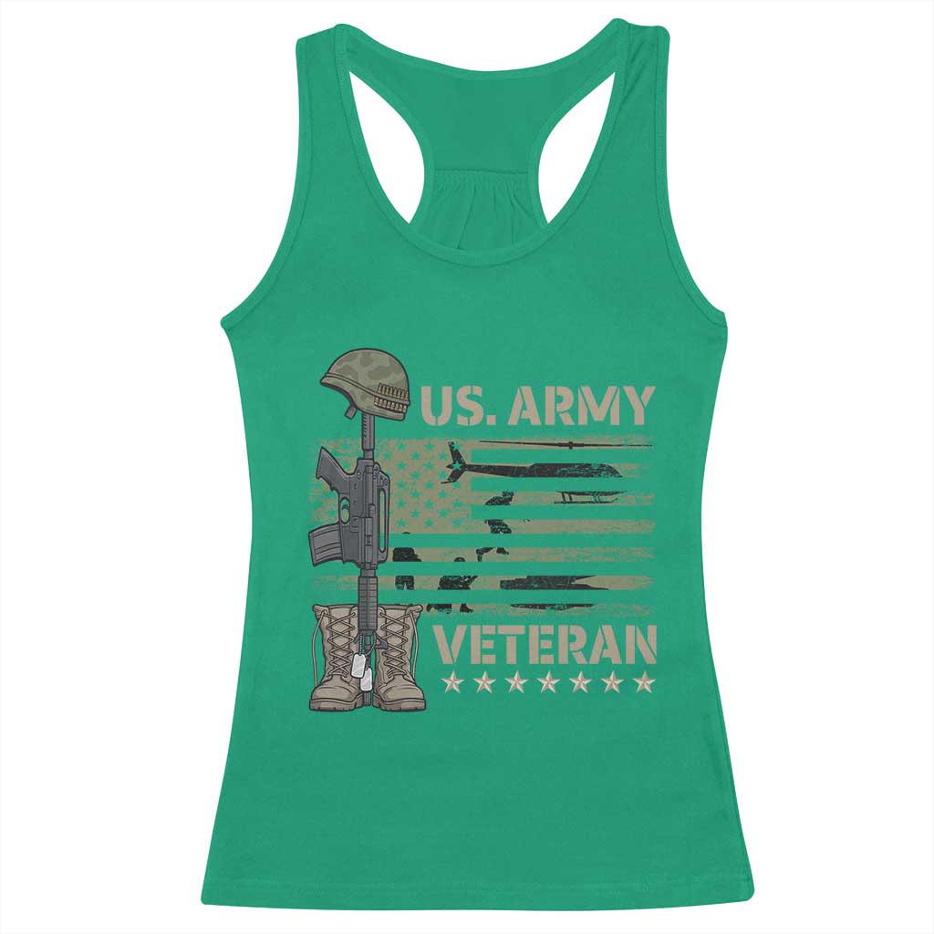 US Arrny Veteran Racerback Tank Top Proud Soldier USA Flag Camouflage Military TS14 Irish Green Print Your Wear