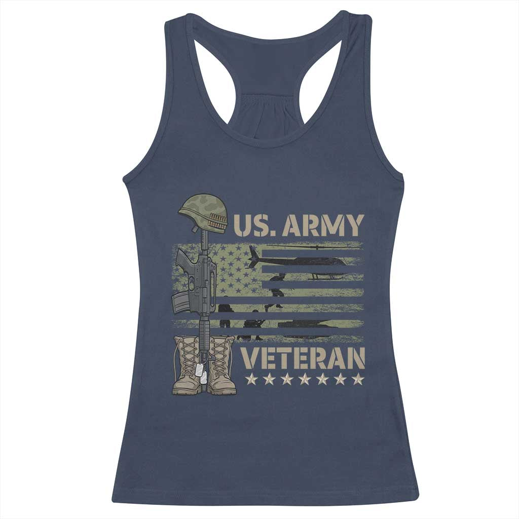US Arrny Veteran Racerback Tank Top Proud Soldier USA Flag Camouflage Military TS14 Navy Print Your Wear
