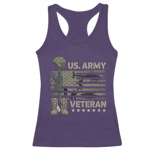 US Arrny Veteran Racerback Tank Top Proud Soldier USA Flag Camouflage Military TS14 Purple Print Your Wear