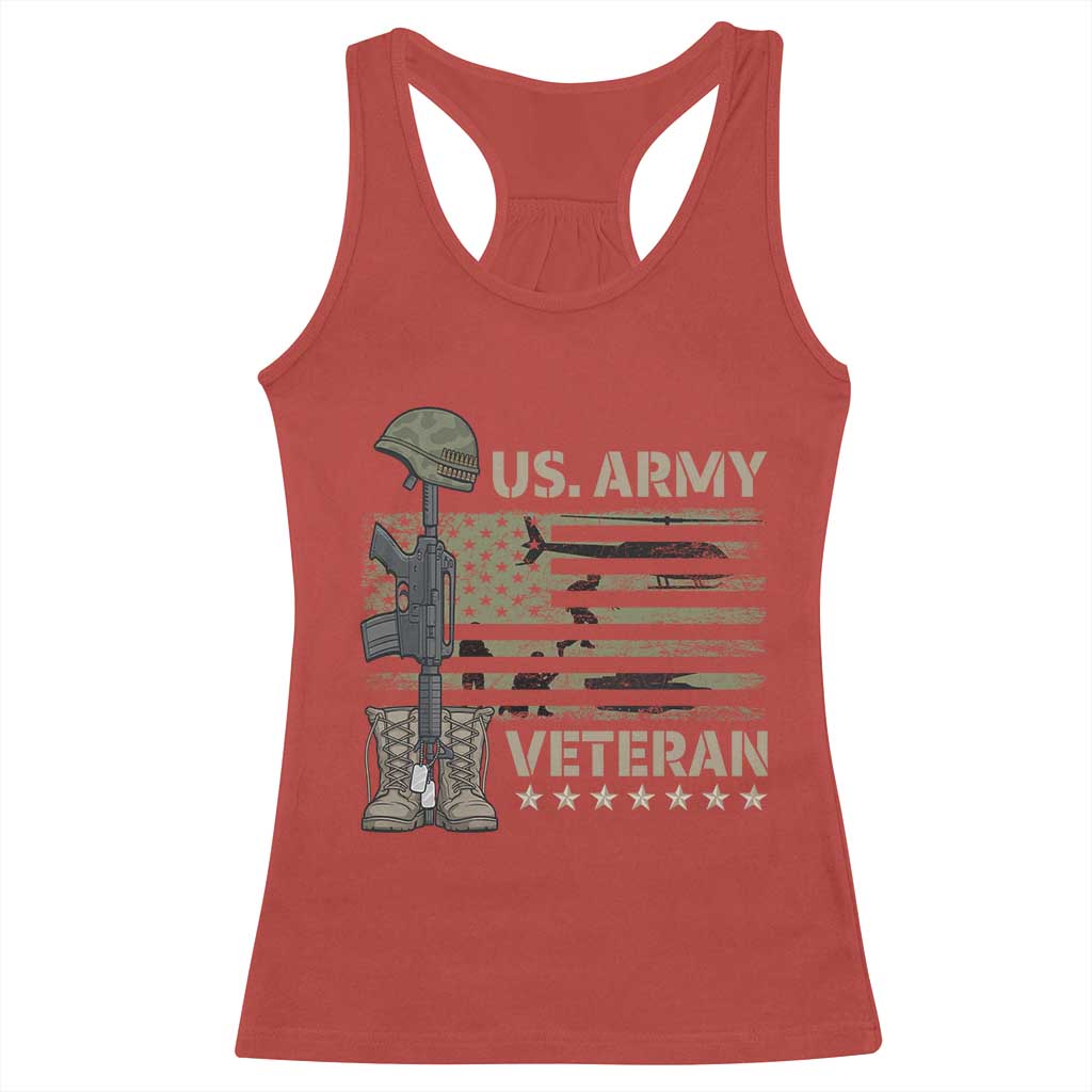 US Arrny Veteran Racerback Tank Top Proud Soldier USA Flag Camouflage Military TS14 Red Print Your Wear