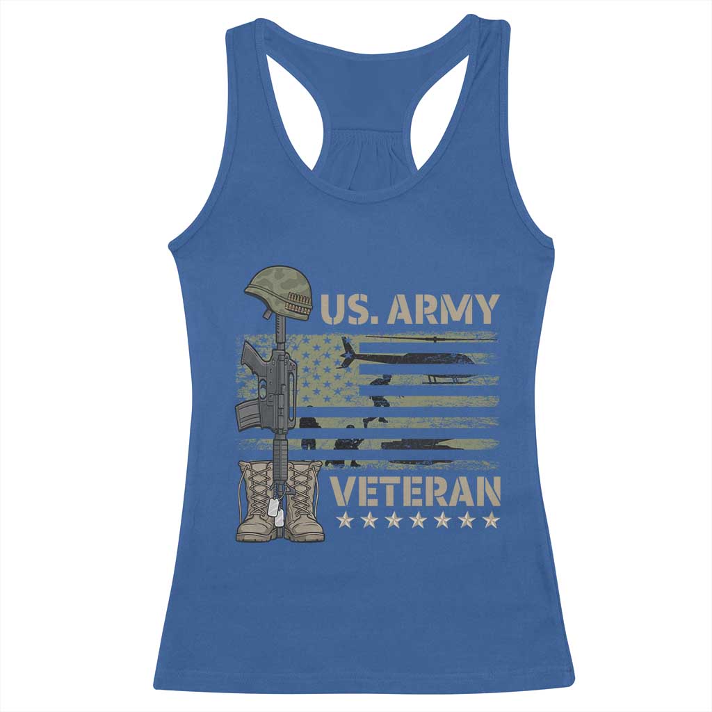 US Arrny Veteran Racerback Tank Top Proud Soldier USA Flag Camouflage Military TS14 Royal Blue Print Your Wear