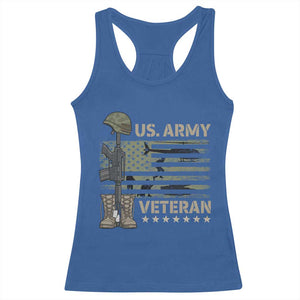US Arrny Veteran Racerback Tank Top Proud Soldier USA Flag Camouflage Military TS14 Royal Blue Print Your Wear