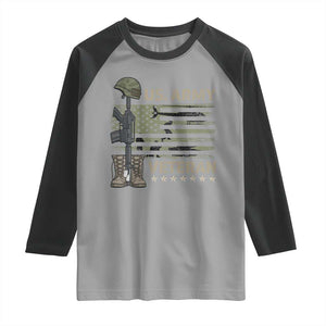 US Arrny Veteran Raglan Shirt Proud Soldier USA Flag Camouflage Military TS14 Sport Gray Black Print Your Wear