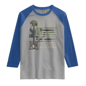 US Arrny Veteran Raglan Shirt Proud Soldier USA Flag Camouflage Military TS14 Sport Gray Royal Print Your Wear