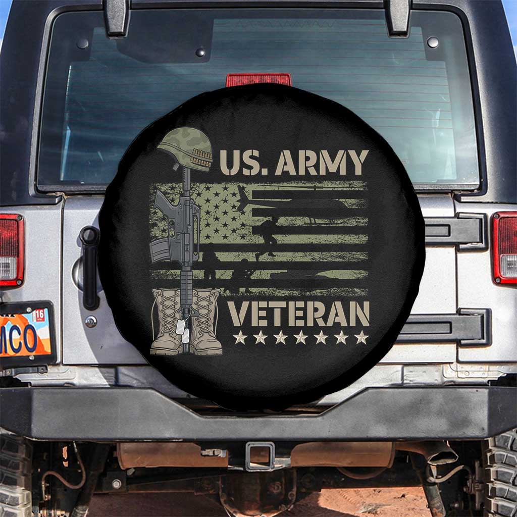 US Arrny Veteran Spare Tire Cover Proud Soldier USA Flag Camouflage Military TS14 No hole Black Print Your Wear